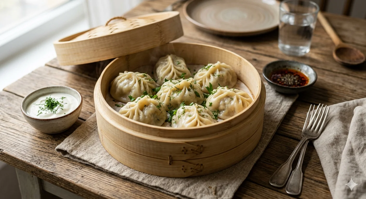 Манты с картошкой и луком на пару — бюджетный рецепт без мяса