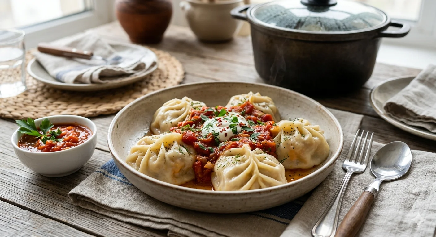 Манты с тыквой без мяса на пару — рецепт с томатным соусом