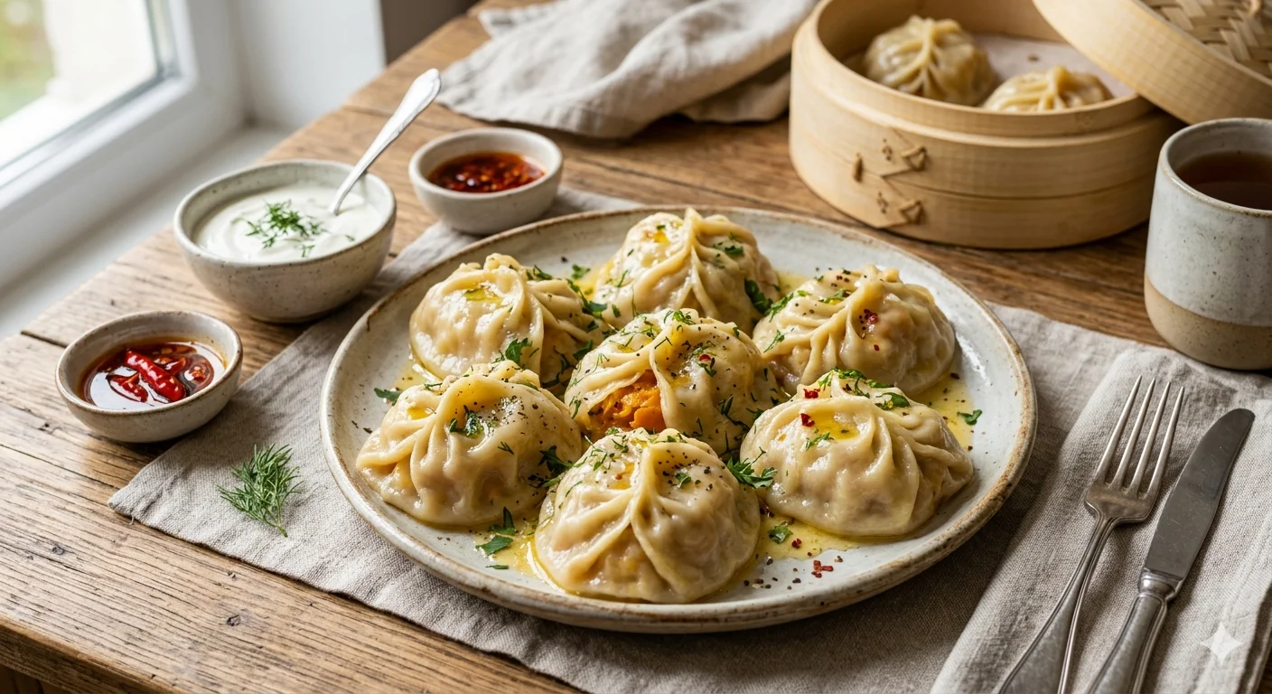 Манты с тыквой и луком — сочная начинка в тонком тесте на пару