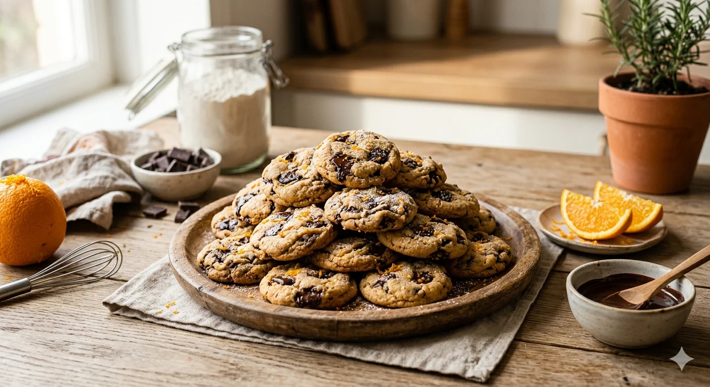 Апельсиновое печенье с шоколадом: горка выпечки из одного яйца и одного апельсина