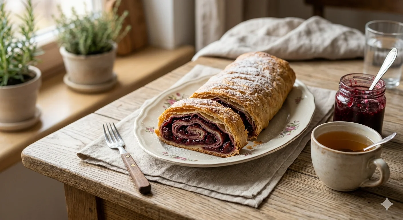 Постный пирог-рулет с вареньем на воде: без молока, яиц и масла